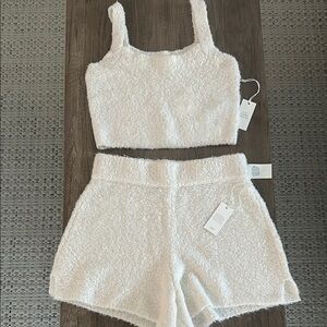 Nwt loungewear set cream small tank top shorts super soft